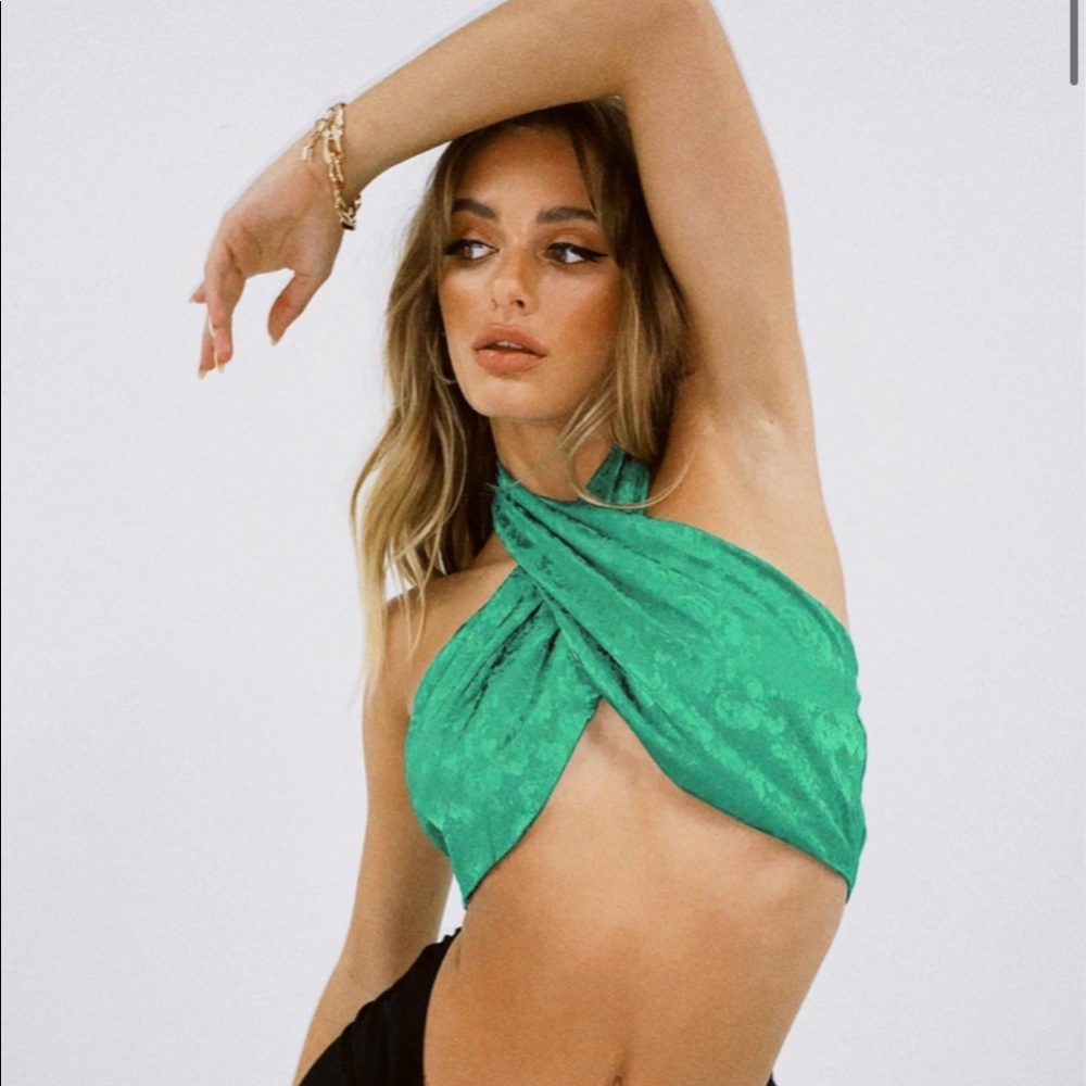 Princess Polly Annelisa dark green tie top